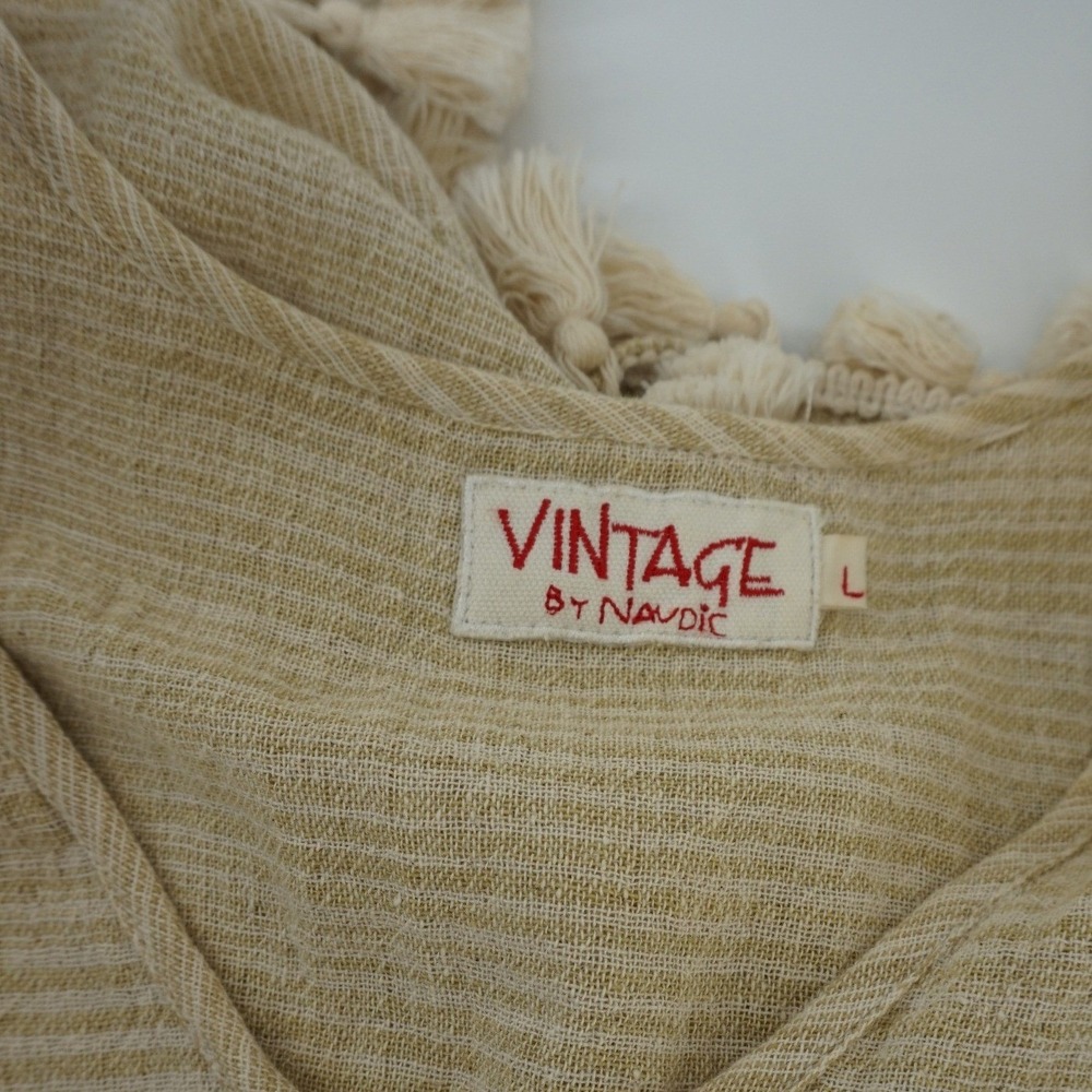 Vintage by Naudic Poncho Cotton Beach Cover up Tassel Trim Coastal Cowgirl Large - Picture 6 of 7